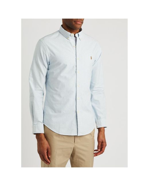 Polo Ralph Lauren Blue Striped Piqué Cotton Oxford Shirt for men