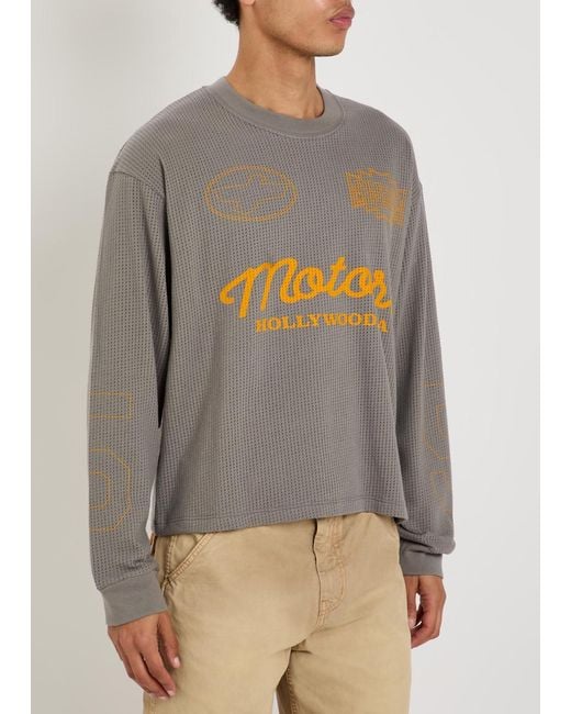 CHERRY LA Gray Mesh Motors Printed Cotton-Mesh T-Shirt for men