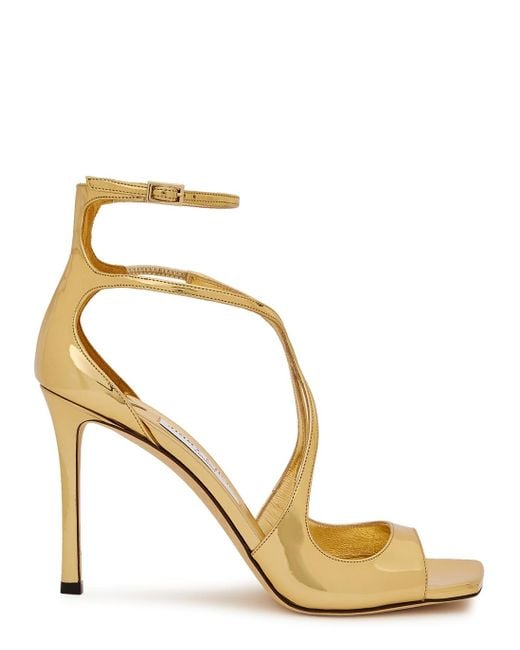 Jimmy Choo Azia 95 Gold Patent Leather Sandals in Metallic - Lyst
