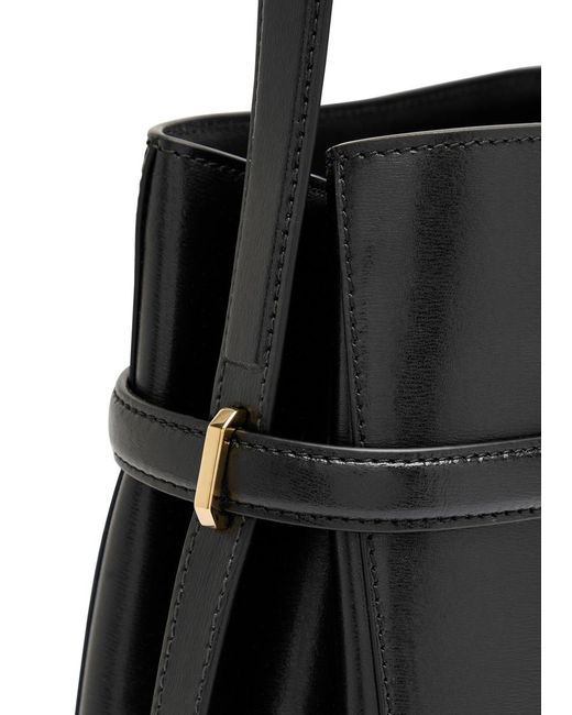 Totême  Black Belted Leather Bucket Bag