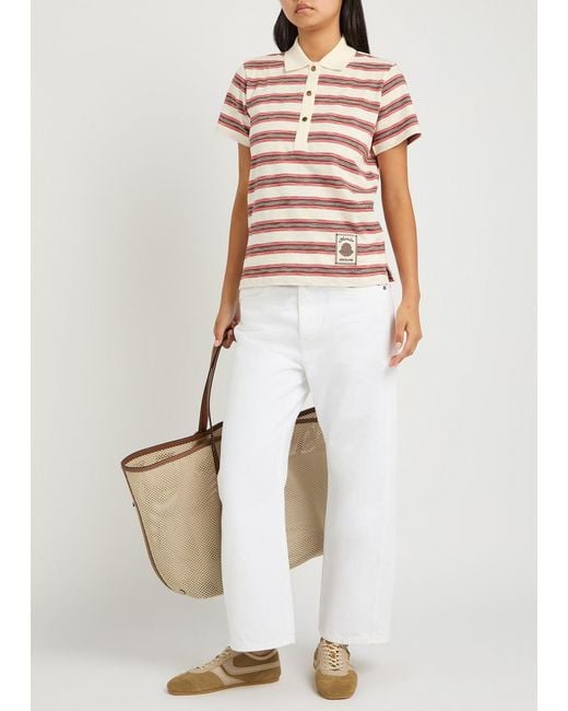 Moncler Red Striped Cotton Polo Shirt