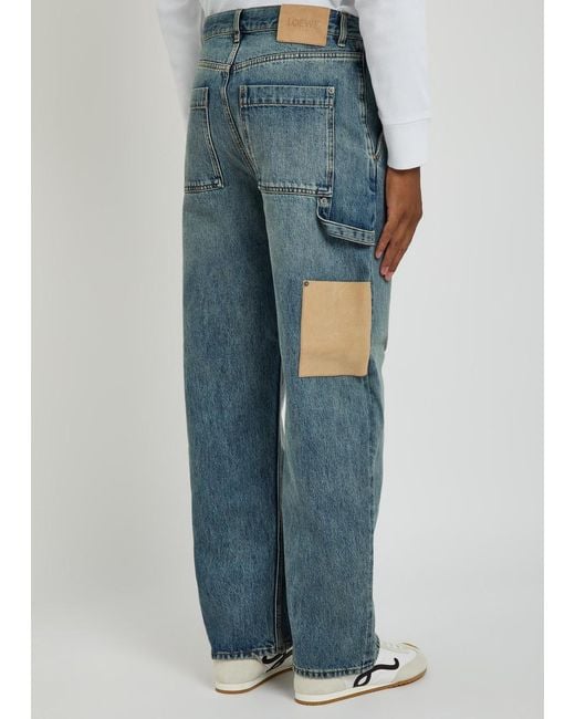 Loewe Blue Panelled Straight-Leg Jeans for men