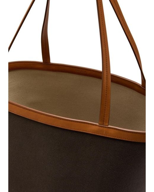 The Row Brown Park Three Leather-Trimmed Canvas Tote