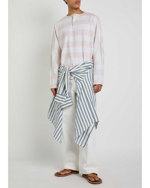 Jacquemus White Le Tshirt Mariniére Striped Cotton T-Shirt for men