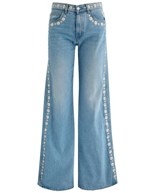 Coperni Blue Studded Wide-Leg Jeans