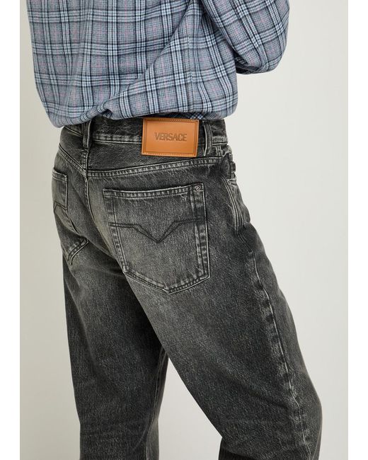Versace Gray Straight-Leg Jeans for men