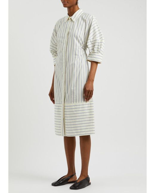 Day Birger et Mikkelsen White Benedict Striped Cotton-Blend Midi Dress