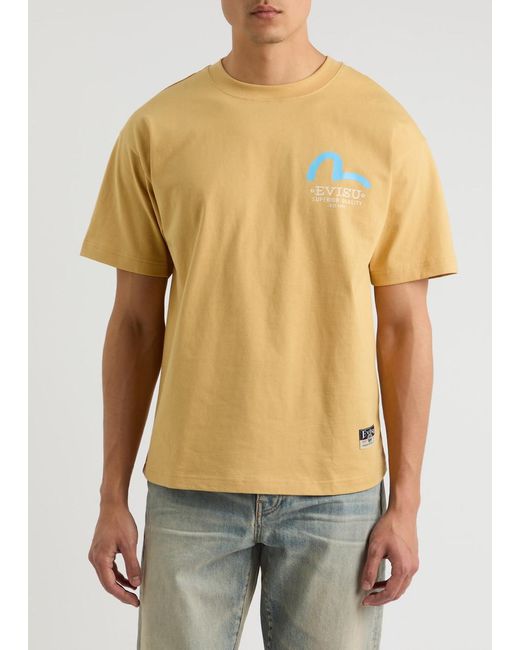 Evisu Natural Godhead Daicock Printed Cotton T-Shirt for men