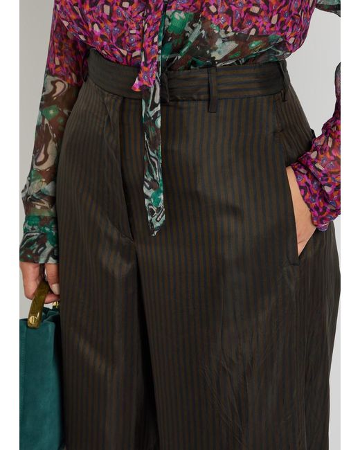 Dries Van Noten Brown Penn Pinstriped Wide-Leg Woven Trousers