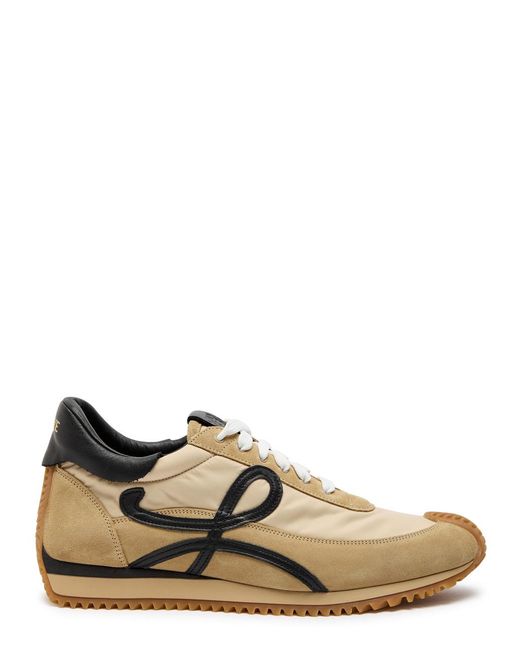 Loewe Brown Flow Runner Panelled Brushed Suede Sneakers for men