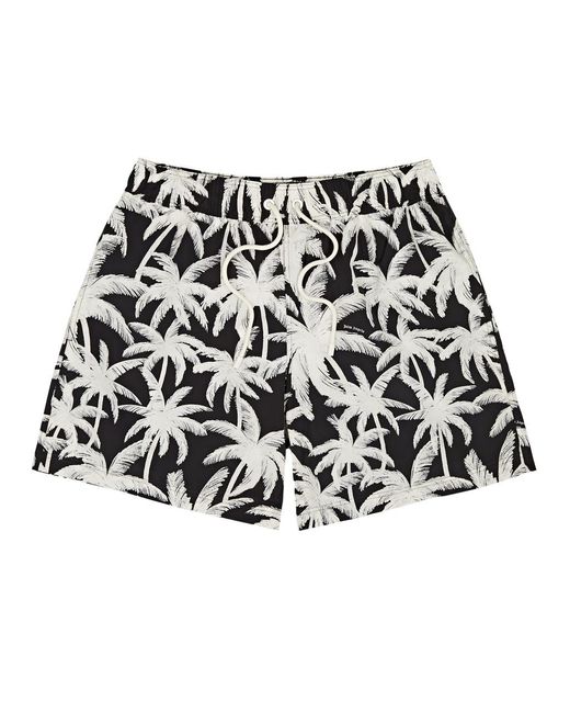 Palm Angels Black Printed Shell Swim Shorts for men