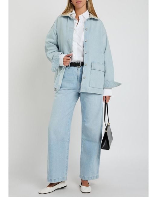 Agolde Blue X Maria Mcmanus Leather-Trim Denim Jacket