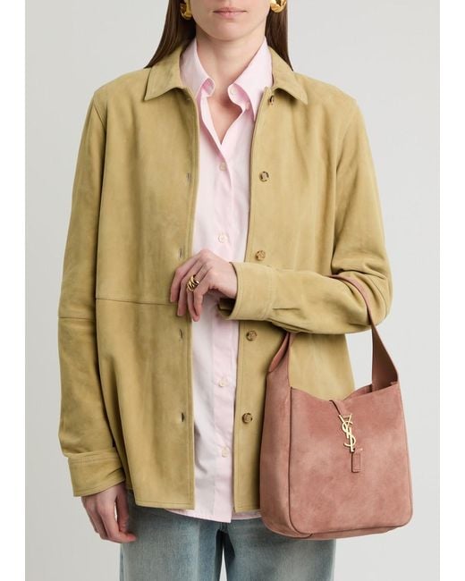 Saint Laurent Pink Le 5 À 7 Small Suede Hobo Bag
