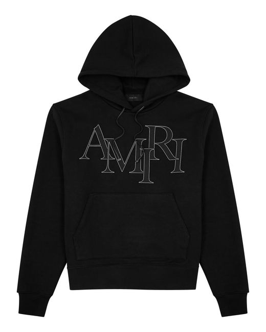 Amiri Black Logo Hooded Cotton Sweatshirt for men