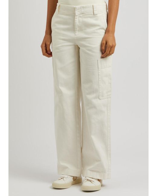 Vince White Wide-leg Cotton Cargo Trousers