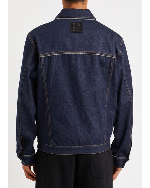 Off-White c/o Virgil Abloh Blue Logo Zip-embellished Denim Jacket for men