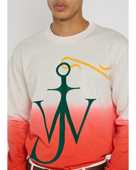 J.W. Anderson Dip Dye Anchor Embroidered Cotton T-Shirt for men