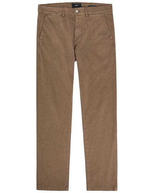 7 For All Mankind Natural Slimmy Chino Cotton-Blend Trousers for men