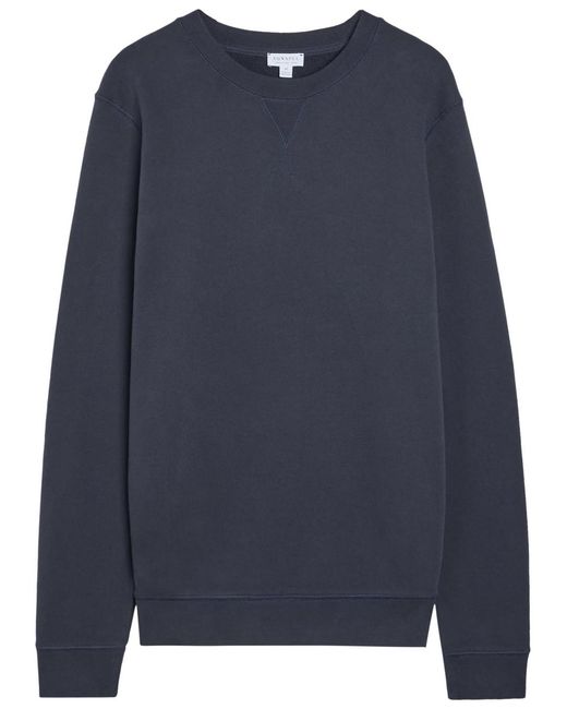 Sunspel Blue Crew-Neck Cotton Sweatshirt for men