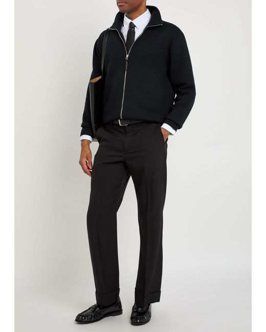 Tom Ford Black High-Neck Wool-Blend Jacket for men