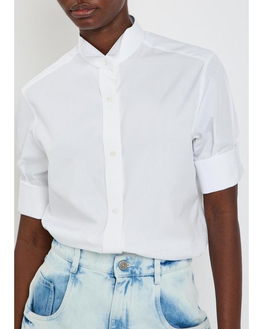 Maison Margiela White High-Neck Cotton-Poplin Shirt