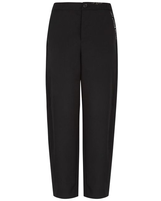 Marni Black Embroidered Tapered-leg Wool Trousers