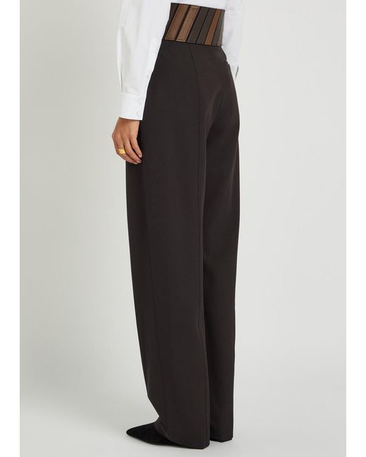 Alaïa Black Panelled Belted Wool Trousers