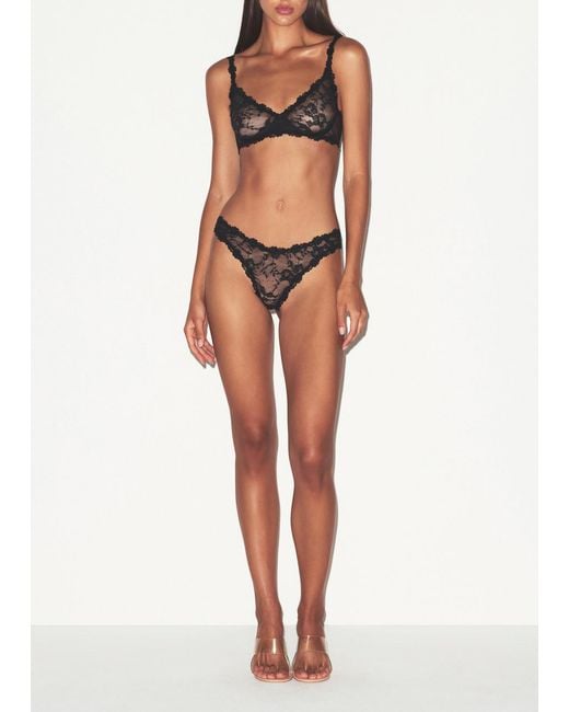 Skims Black Stretch-Lace Dipped Thong