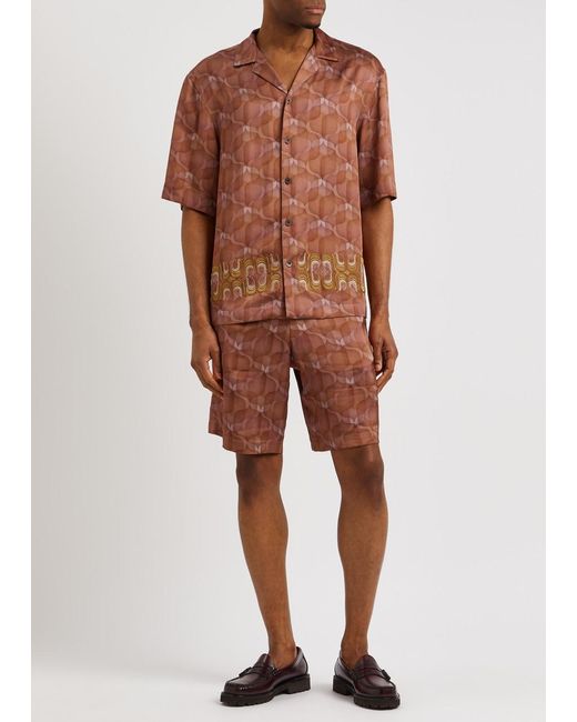 Dries Van Noten Brown Cassi Printed Satin Shirt for men