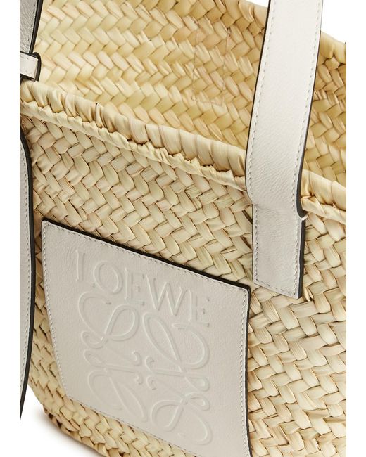 Loewe White Medium Raffia Basket Bag