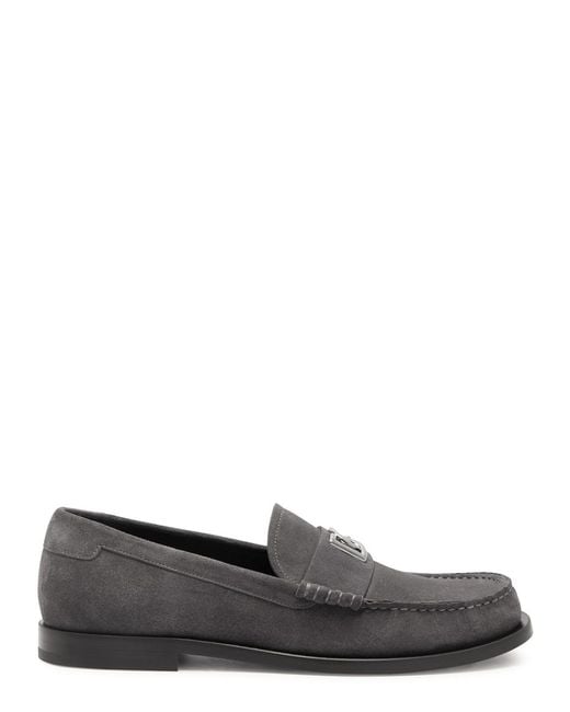 Dolce & Gabbana Gray Logo Suede Loafers for men