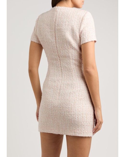 ROTATE SUNDAY Pink Sequin-embellished Bouclé Tweed Mini Dress