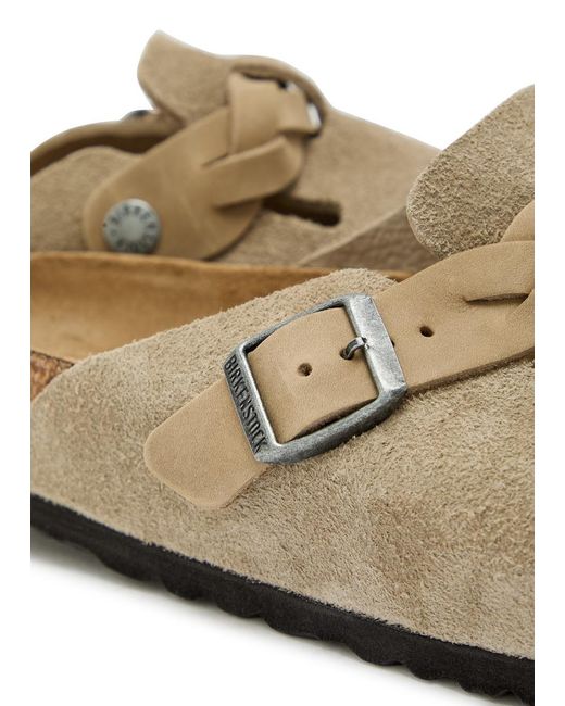 Birkenstock Brown Boston Braided Brushed Suede Clogs