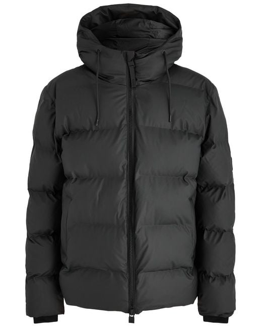 Rains Black Alta Quilted Waterproof Coat for men