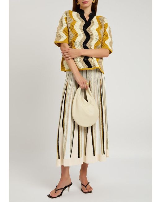 Forte Forte Natural Chevron-Intarsia Knitted Midi Skirt