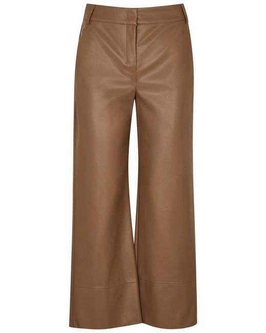 Max Mara Brown Soprano Cropped Faux Leather Trousers