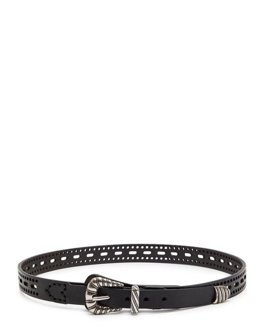 Etro Black Perforated Leather Belt