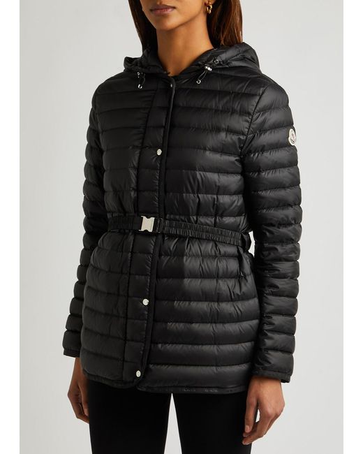 Moncler Black Oredon Hooded Quilted Shell Coat
