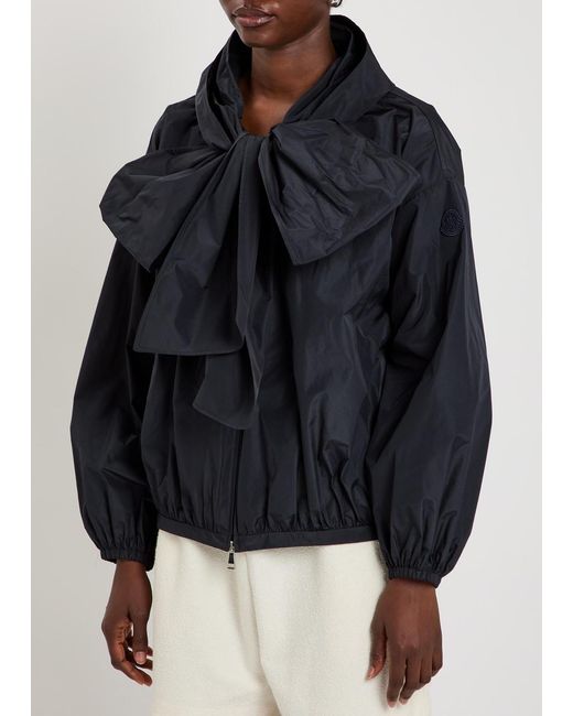 Moncler Blue Pecher Bow-Effect Hooded Shell Jacket