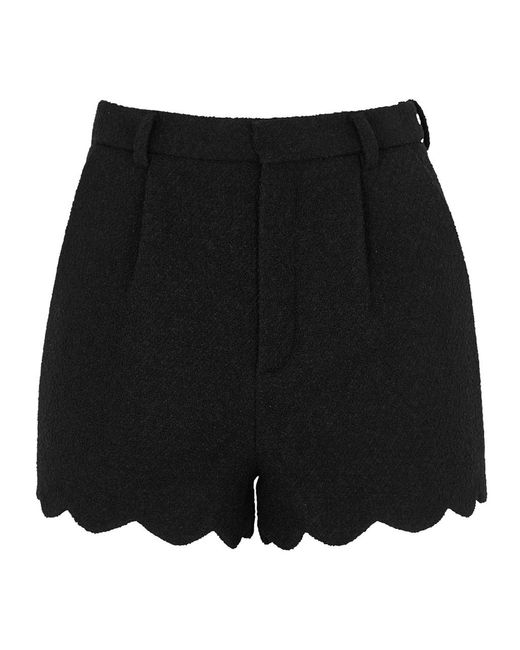 Saint Laurent Black Yves Wool-Blend Bouclé Shorts