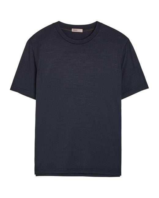 Herno Blue Wool-Jersey T-Shirt for men