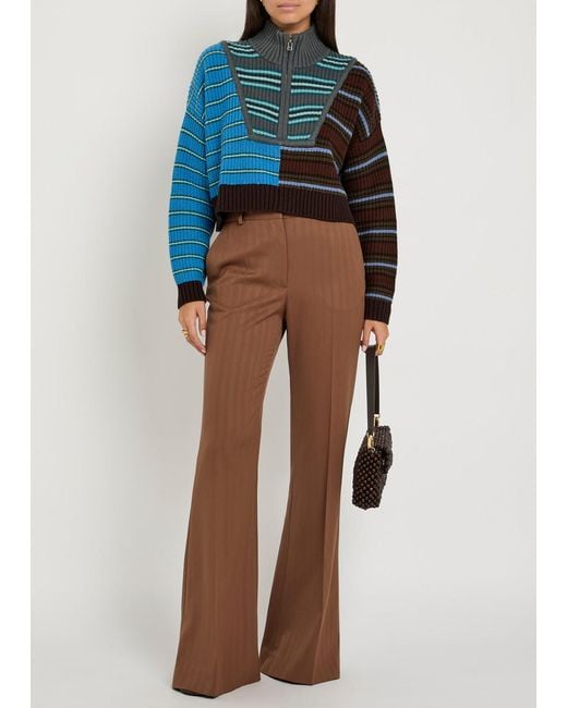 Staud Blue Hampton Striped Cotton-Blend Jumper