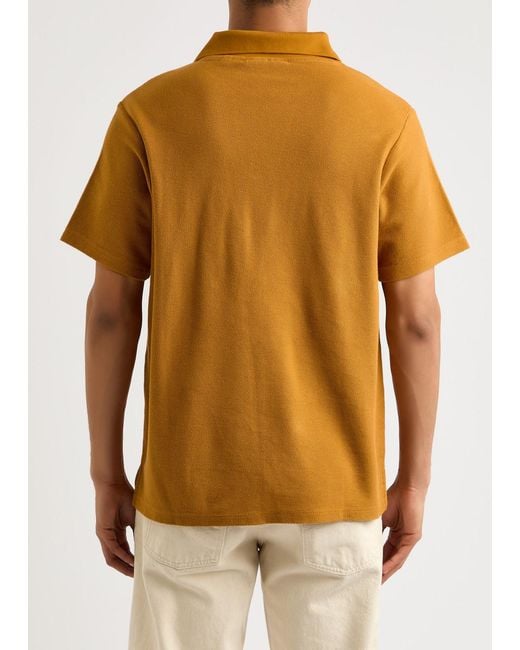 FRAME Orange Waffle-Knit Cotton Polo Shirt for men