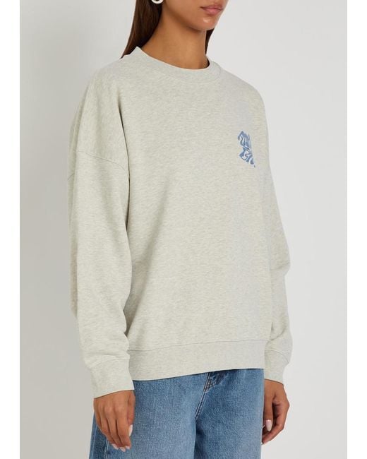 Anine Bing White Miles Printed Cotton Sweatshirt