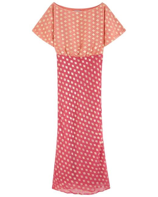 Never Fully Dressed Tilly Embroidered Chiffon Midi Dress