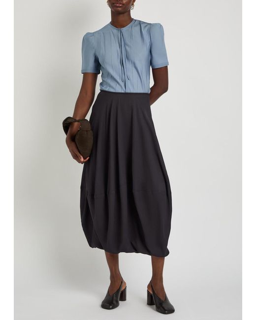 Lemaire Blue Balloon Crepe Midi Skirt