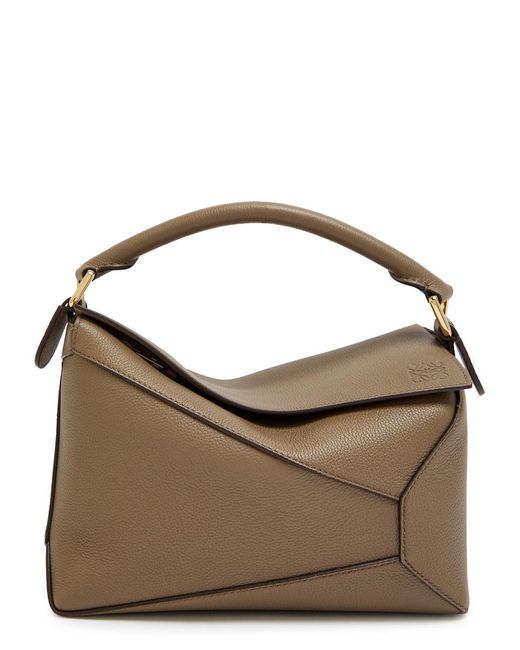 Loewe Brown Puzzle Edge Small Leather Top Handle Bag