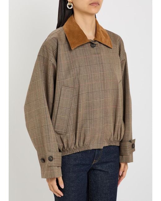 Rohe Brown Houndstooth Wool And Suede Jacket