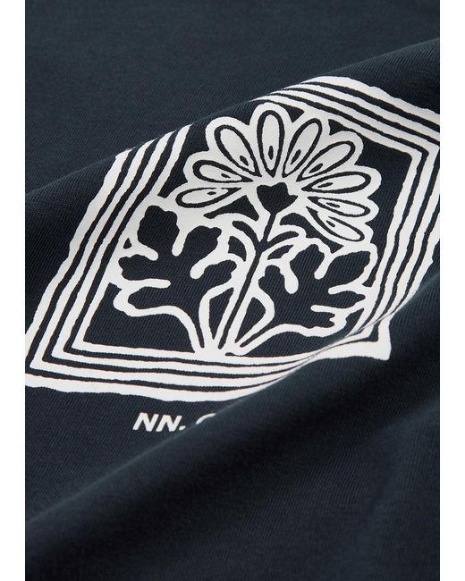 NN07 Blue Adam Printed Cotton T-Shirt for men