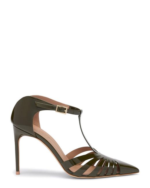 Malone Souliers Green Jennifer 90 Patent Heeled Mules